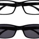 Lunettes De Lecture Noir Lecteurs Avec UV400 Lecteur Soleil Valeur Double Pack Designer Style Hommes Femmes