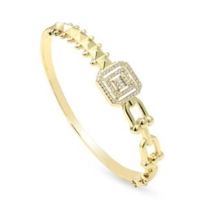 Bracelet Femme Élégant Ovale en Acier Doré – Image 4